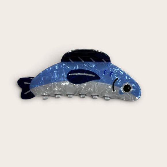 Unbranded Accessories - Sardine Fish Claw Hair Clip Blue Acetate Cartoon 4" New